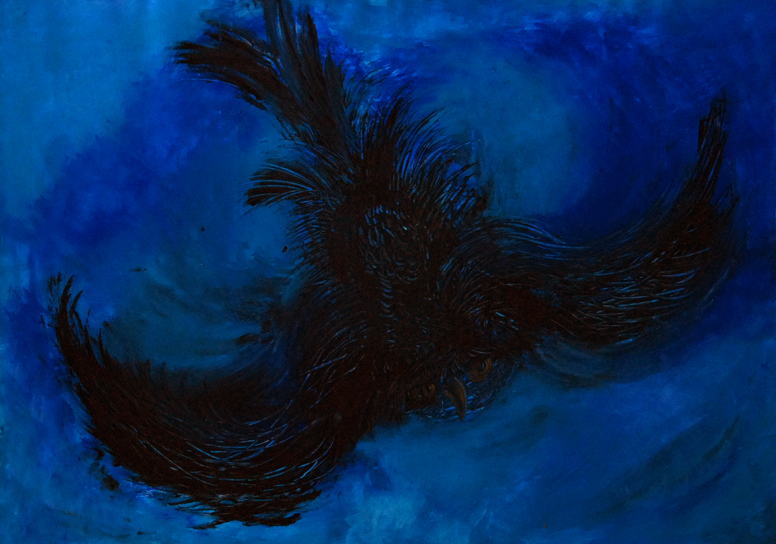 Vogel in Blau – Acryl von Ruth Zenhäusern